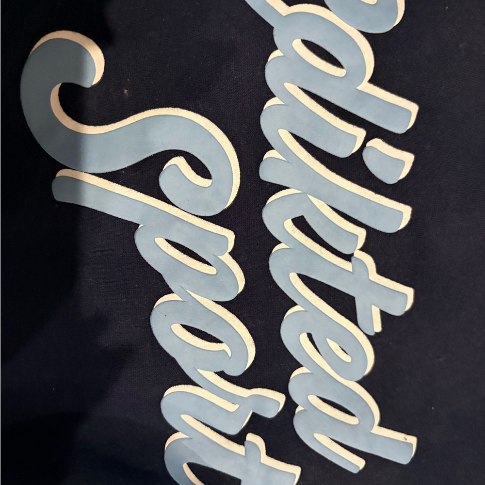 Edikted Navy Sweatshirt with Light Blue Script